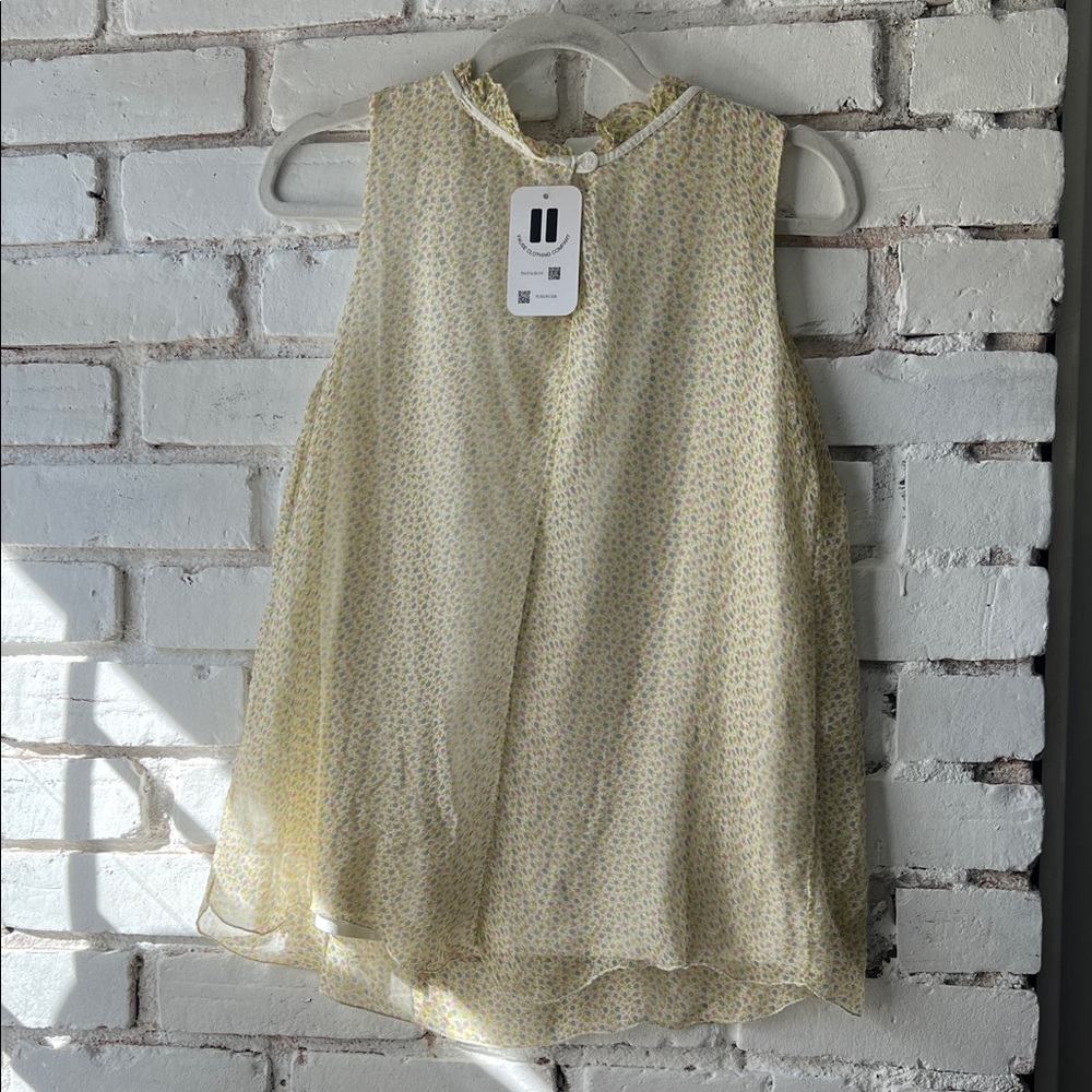 SILK Sunshine Floral Sleeveless Chiffon Camisole in Pale Yellow - Picture 7 of 13